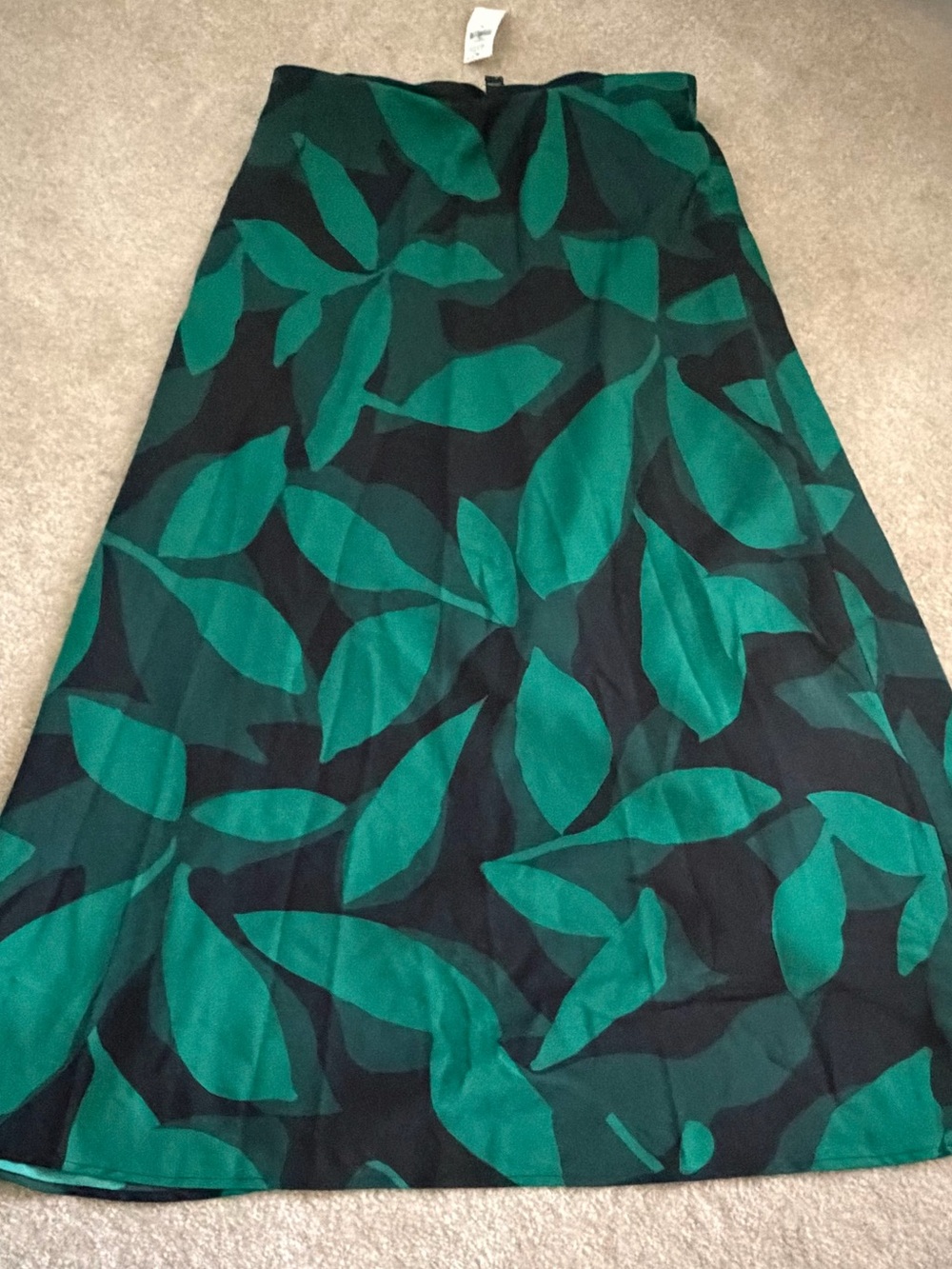 Banana Republic Black Maxi Skirt with Green Leaf Print